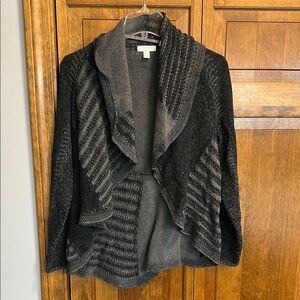 Women’s Elegant Black and Gray Women's Open Cardigan Sweater